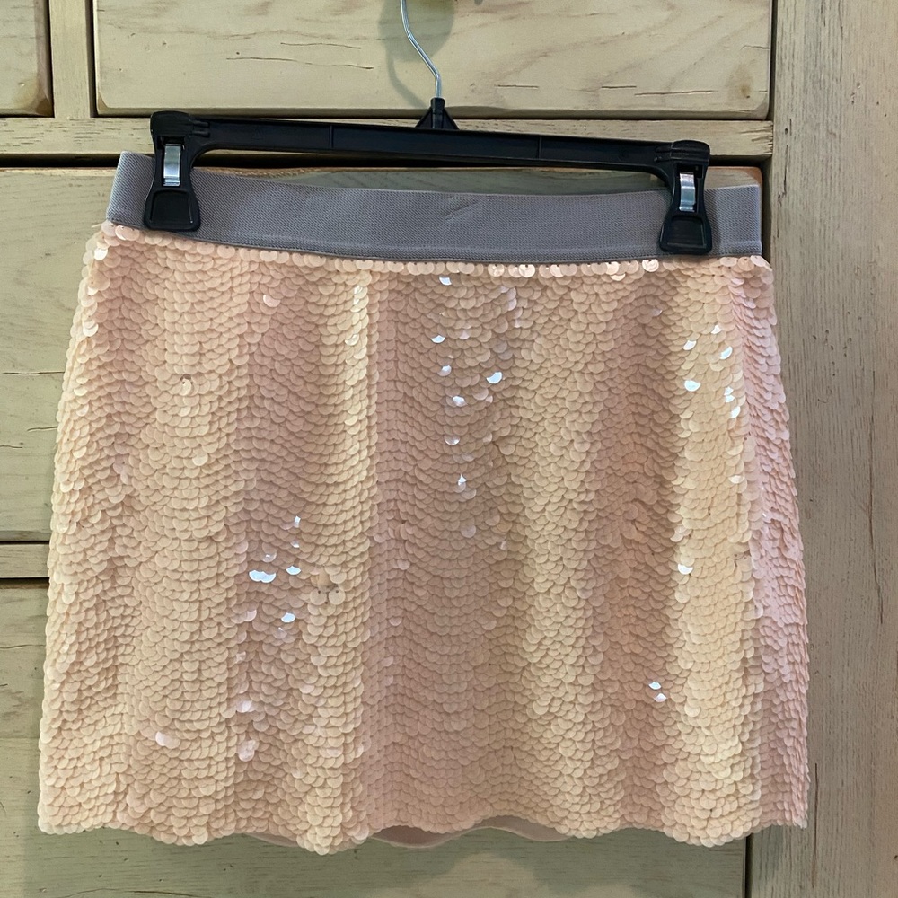 Blush pink mini sequin skirt from BCBG